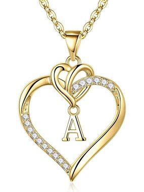 Heart Initial Necklace for Women & Girls, A-Z Personalized Jewelry Gift